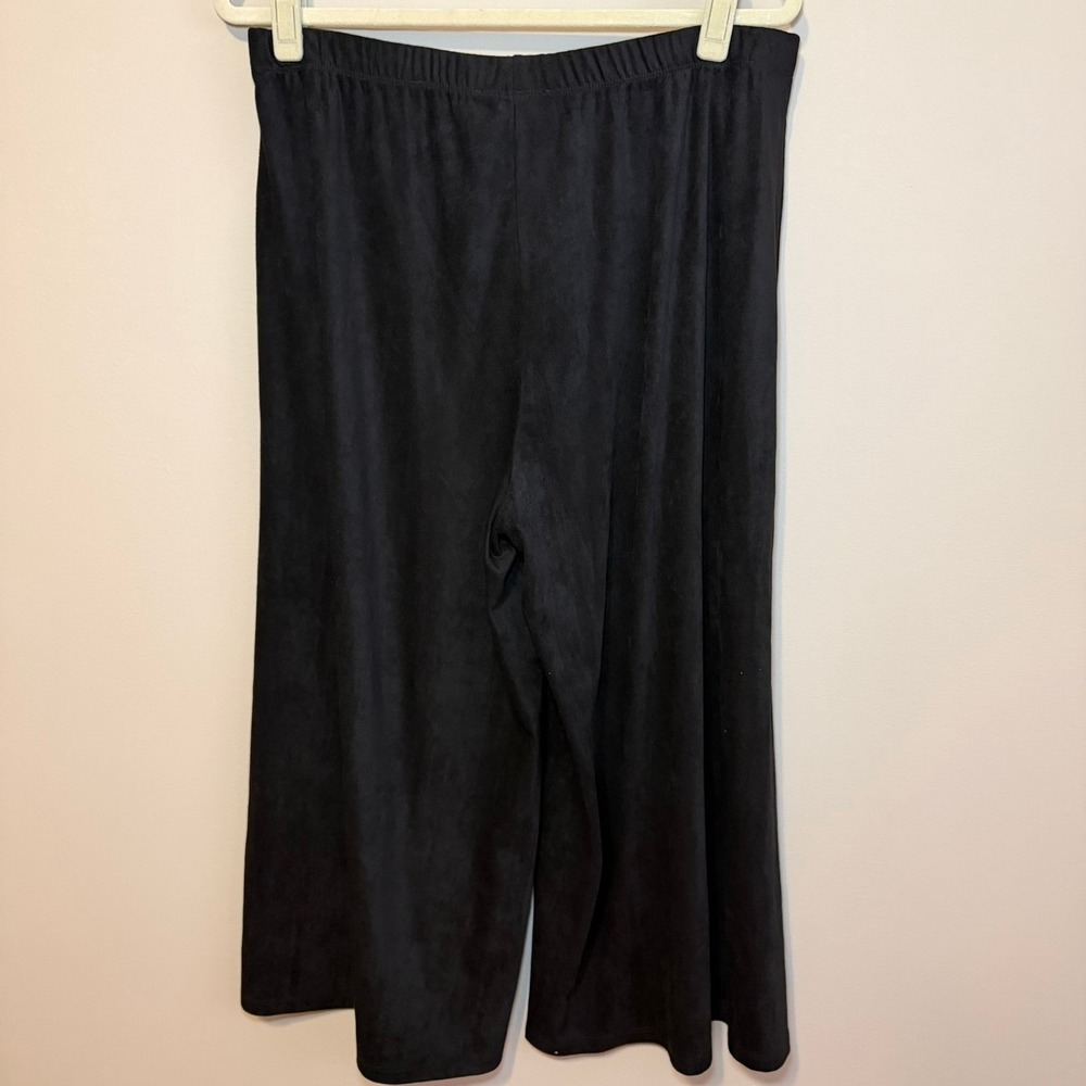 Antthony Cathy Style Wide Leg Culotte Pants Black Faux Suede Large